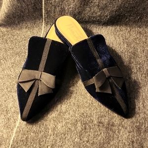 Navy velvet mules